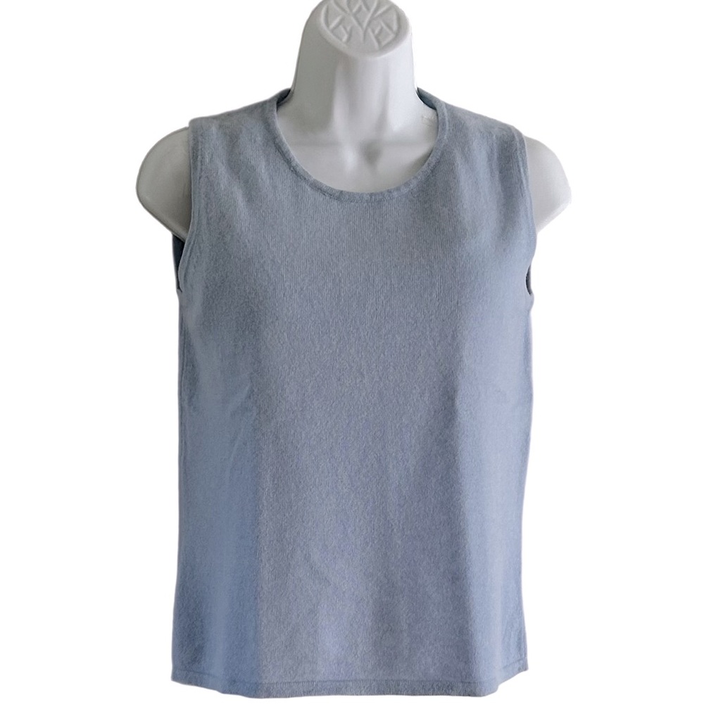 GNW 100% Cashmere Powder Blue Sleeveless Tank Top M